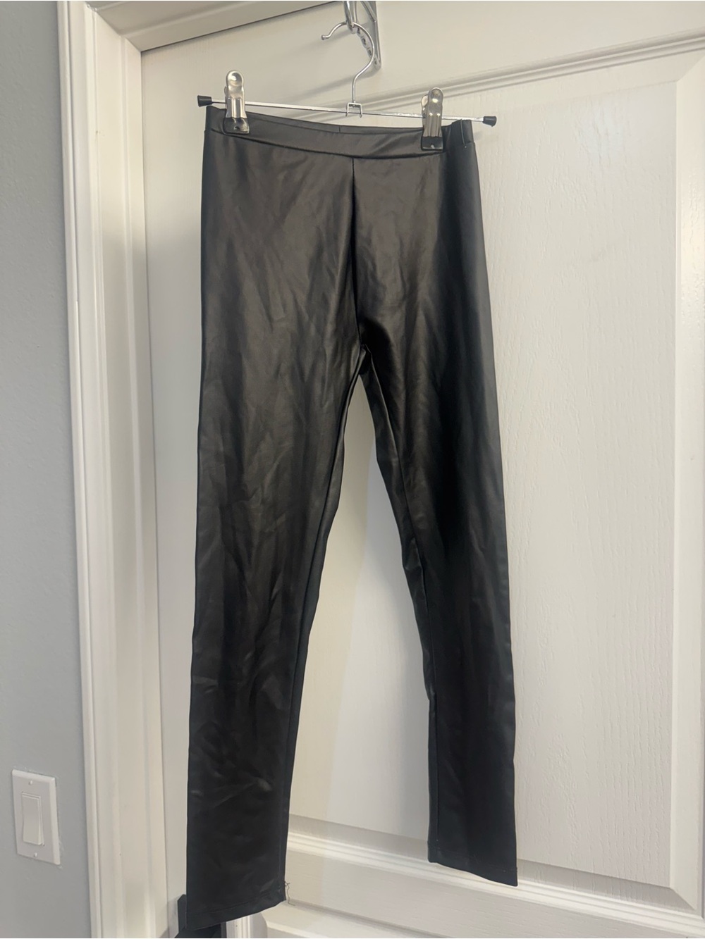 Zara girls Faux Leather Black Leggings size 10